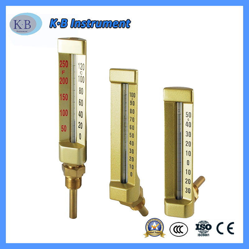 Partihandel Factory Price Egen tillverkad industritermometer V-Line V-linje Termimometer vinkeln Straight Brass Golden Fine Glas Thermometer